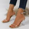 2025Summer Women Crystal Chunky Heel Transparent Sandals Fashion Sexy  High Heels Jelly Sandalias Female Pumps