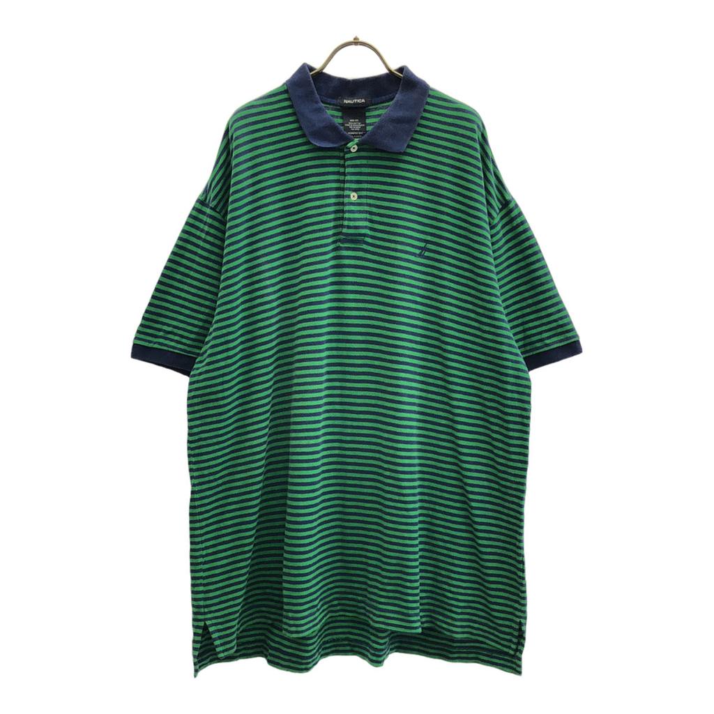 NAUTICA Border Pattern Short sleeve Polo shirt XXL Green x navy Biggs Men's Used