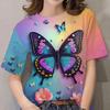 Summer Round Neck Butterfly Pattern 3D Print Top Fashionable Casual Short Sleeved Women's T-shirts