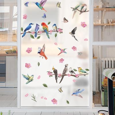 2 Hojas 40 Piezas Pegatina de Pared Reutilizable Ramas Flor Pájaro Mariposa Calcomanías Decorativas Estáticas