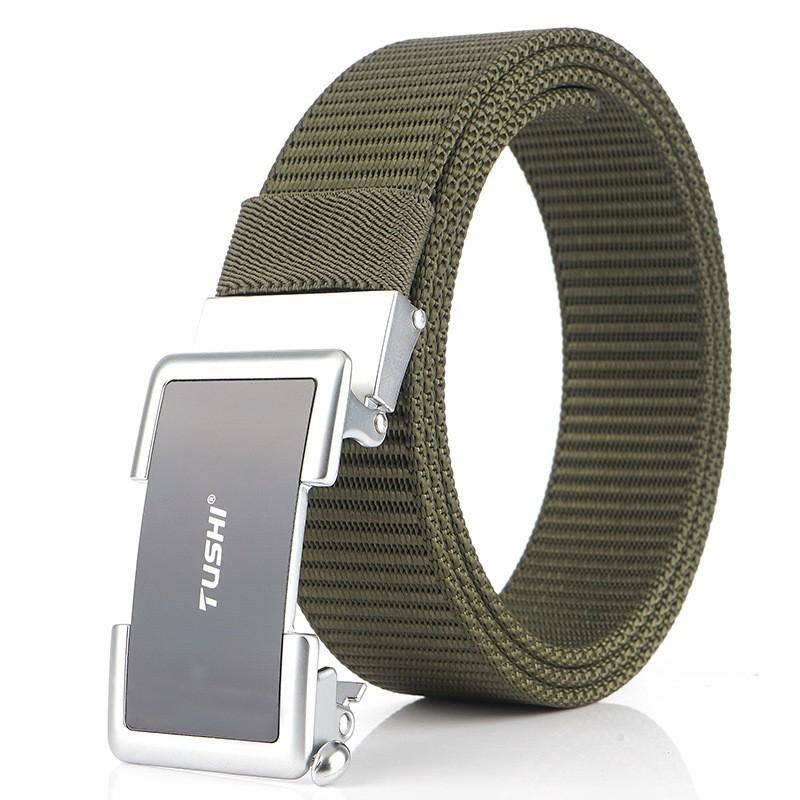 Canvas Jeans Men Belt Student Youth Korean Style Pants Casual Automatic Buckle Nylon