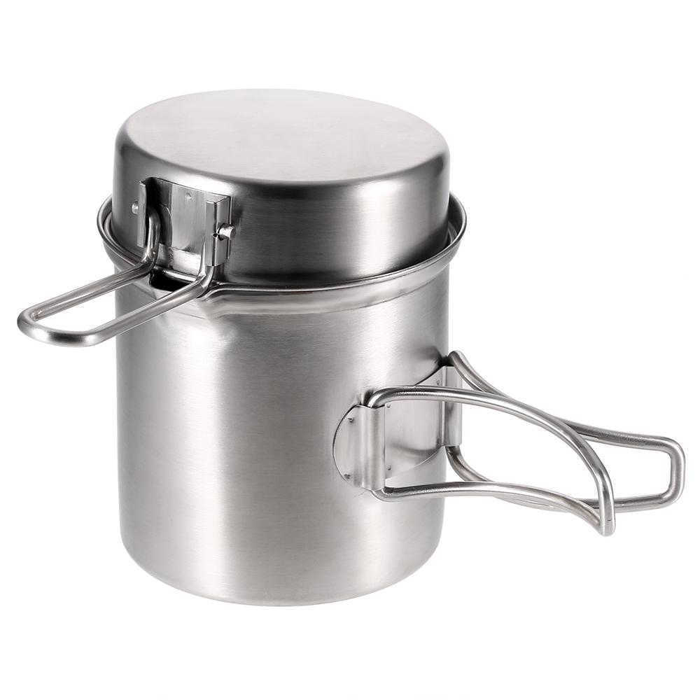 Portable Camping Combo Wood Burning Stove & Cooking Pot Set Fishing Hiking