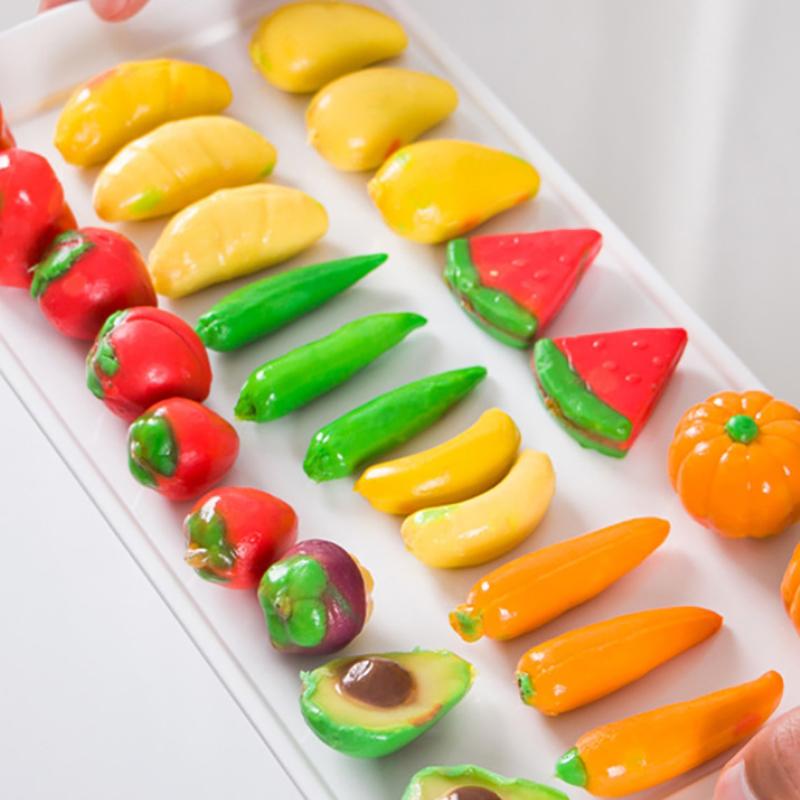 12Pcs Mini Fruit Kanom Thai Dim Sum Luk Chup Molds Cake Dessert Mold Cake Decoration Baking Tool Press 3D Simulation Fruit Shape
