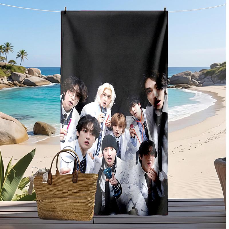 Stray kids idol Printed Quick Dry Beach Towel Super Absorbent Soft Lightweight Bath Towel for Pool Summer Travel