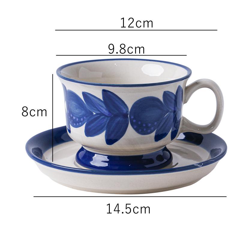 Vintage Design Keramik Blumen Tasse mit Untertasse Kaffeetasse Flacher Teller Teetasse Britisches Nachmittagstee-Set Spülmaschinenfest 200ml