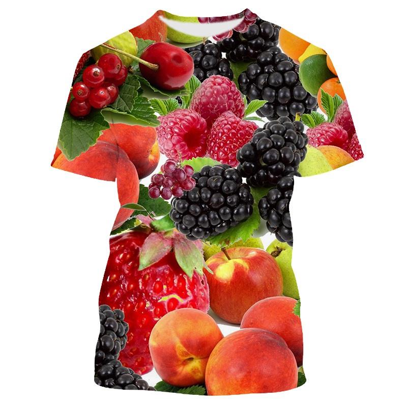 Früchte Beeren Muster Herren T-Shirt Lässig Herren Weich Locker Kurzarm Kleidung Modisch Streetwear Lustig Rundhals Oberteile