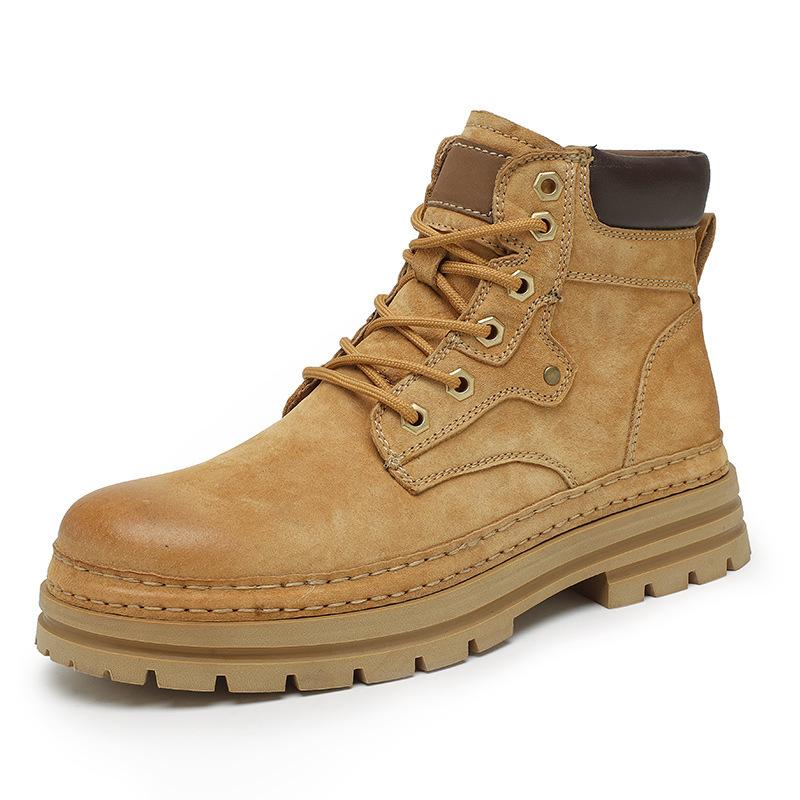 

Новые зимние бархатные теплые сапоги Putian на толстой подошве средней высоты из кожи в американском стиле в стиле ретро из ревеня, оригинальные 39