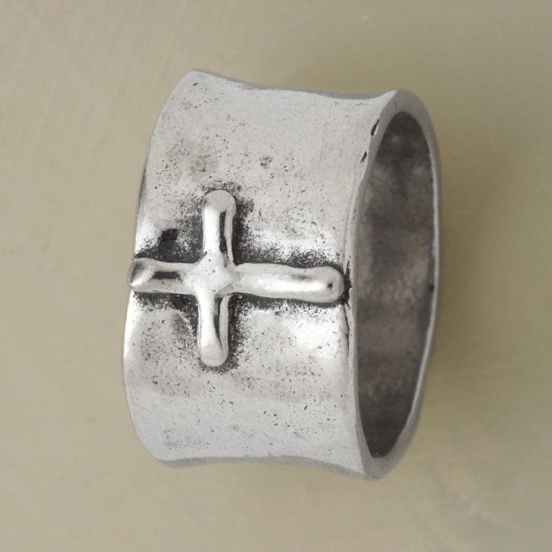 Silver Vintage Cross Wide Band Ring - Unisex Popular Jewelry 2024