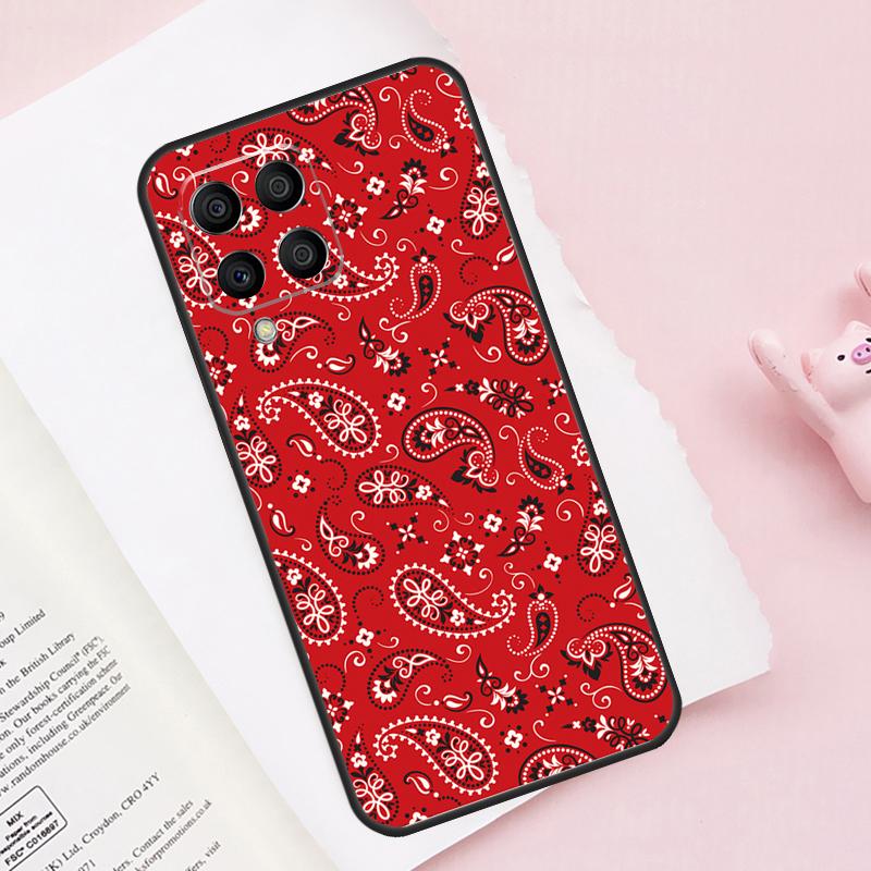 Red Bandana Paisley Case For Samsung Galaxy M13 M53 M16 M36 M56 M06 M52 M32 M12 M54 M34 M14 M35 M55 M15 M11 M31