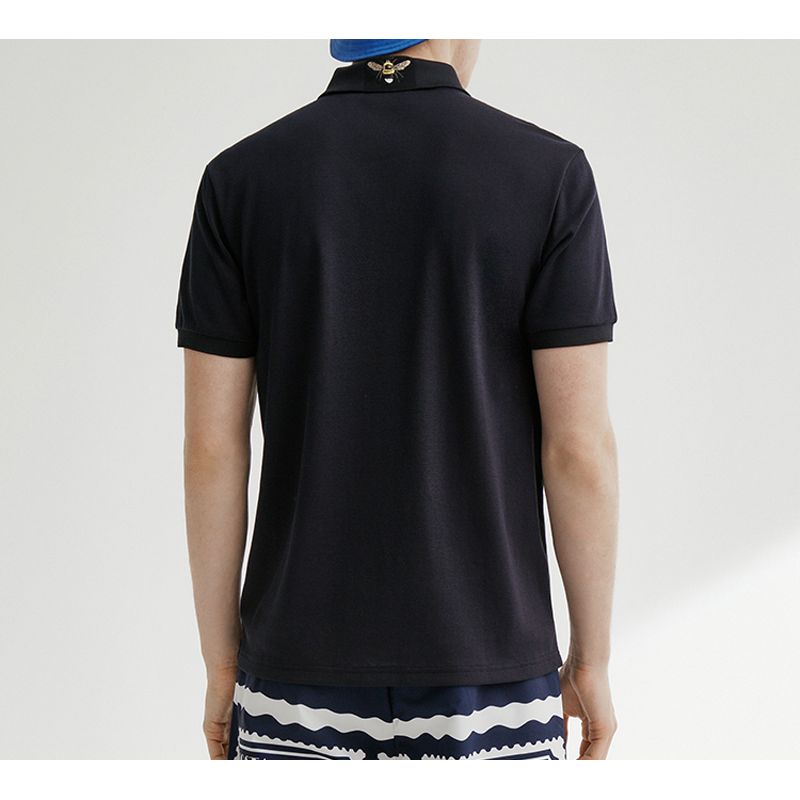 Fila Logo Bee Embroidery Short Sleeve Polo Shirt Men Tops Heritage-Blue F11M028126F-NV