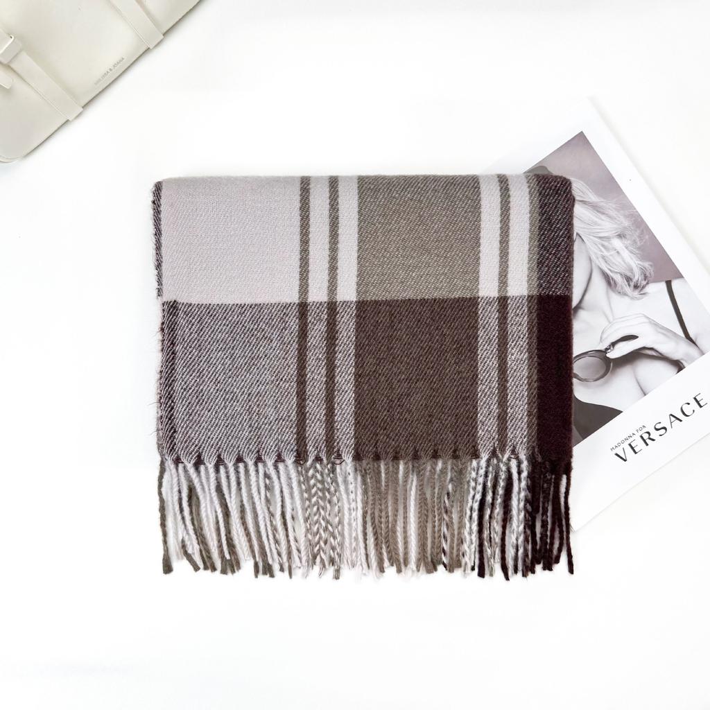 1116 New Korean plaid scarf women's winter senior sense versatile warm scarf student couple shawl dual-purpose