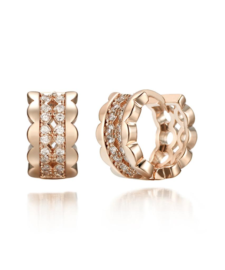 Geigerjewelry 18K Wavy Line One-Touch Hoop Earrings (Gold Pin) Gi8Kpee026