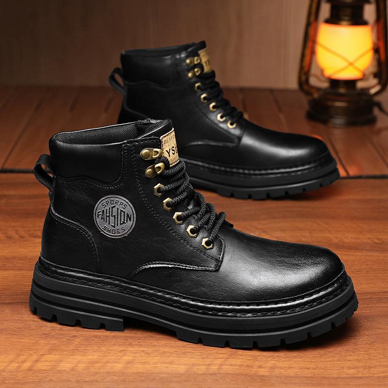 

20242025 хит продаж осень новые ретро спортивные ботинки для инструментов высокие уличные износостойкие ботинки Martin на толстой подошве 38 чёрный