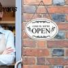 Indoor Store Front Display Wooden Open Closed Sign, Double-Sided Hanging Door Sign with Vintage Clear Font Business Notice Frame, Waterproof