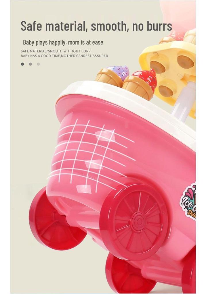 Musikalische Eiswagen-Spielset für Kinder: Rollenspiel Süßigkeiten- und Eiscreme-Maschine