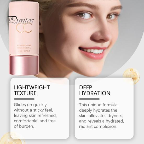 Natural Finish Makeup Cream 40G Color Correcting Tinted CC Cream, Lightweight Buildable Coverage Hyaluronic Acid Facial Skin Tone Balancing