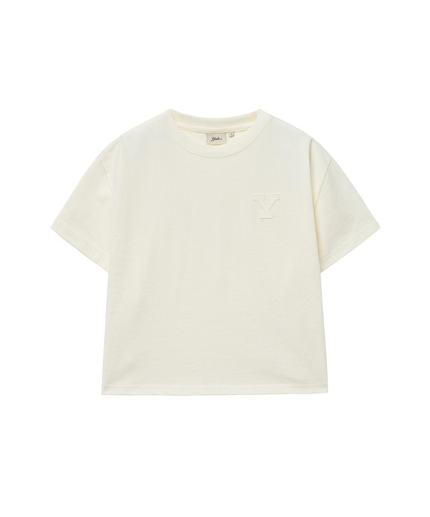 YALE Women'S Crop Applique Short Sleeve T-Shirt_Ivory