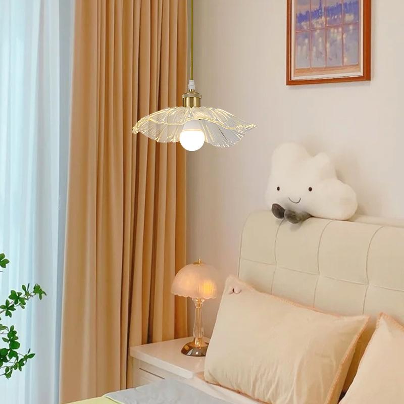 Modern Pendant Lights Flower Glass Hanging Lamps Home Decoration Lighting Living Room Bedroom Bedside Light Fixture Indoor Shop