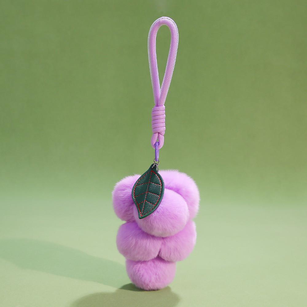 Porte-clés Fruit du raisin en peluche avec rembourrage en coton PP pour cadeau d'enfant et décoration de sac