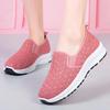 Damenmode, atmungsaktive Wanderschuhe, Mesh-Kristall-Sportschuhe, flacher Boden, lässige Turnschuhe, weicher Boden, modische Mutterschuhe
