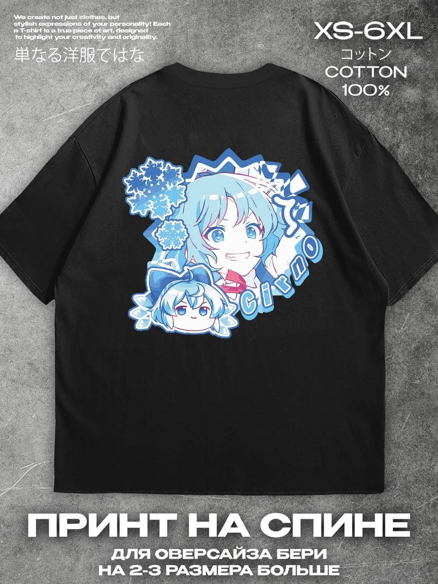 

Черная футболка Cirno, принт на спине Мужская футболка Женские футболки с принтом букв Футболка с коротким рукавом Повседневная уличная футболка Топ XXXL
