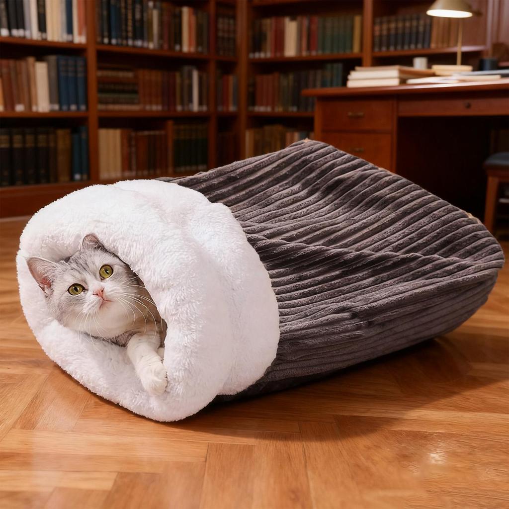 Cat Winter Sleeping Bag Soft Warm Puppy Cave Soft Cat Nest Bed For Pet Parents Cold Weather Winter Indoor Living Room Bedroom