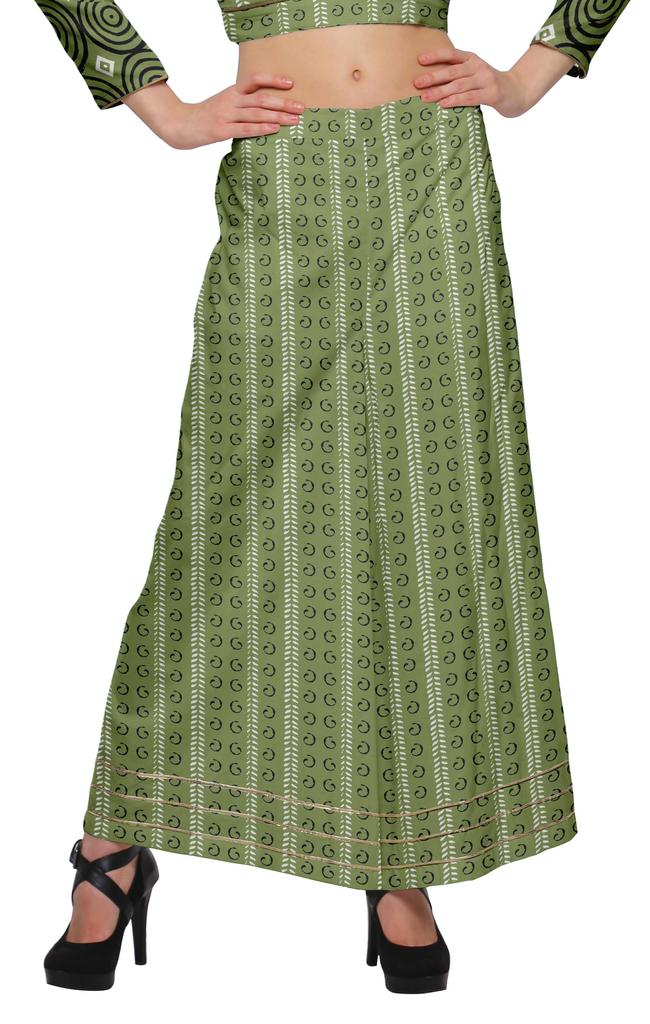 Moomaya Women Crop Top and Palazzo Pant Set Two Piece Printed Ethnic Wear