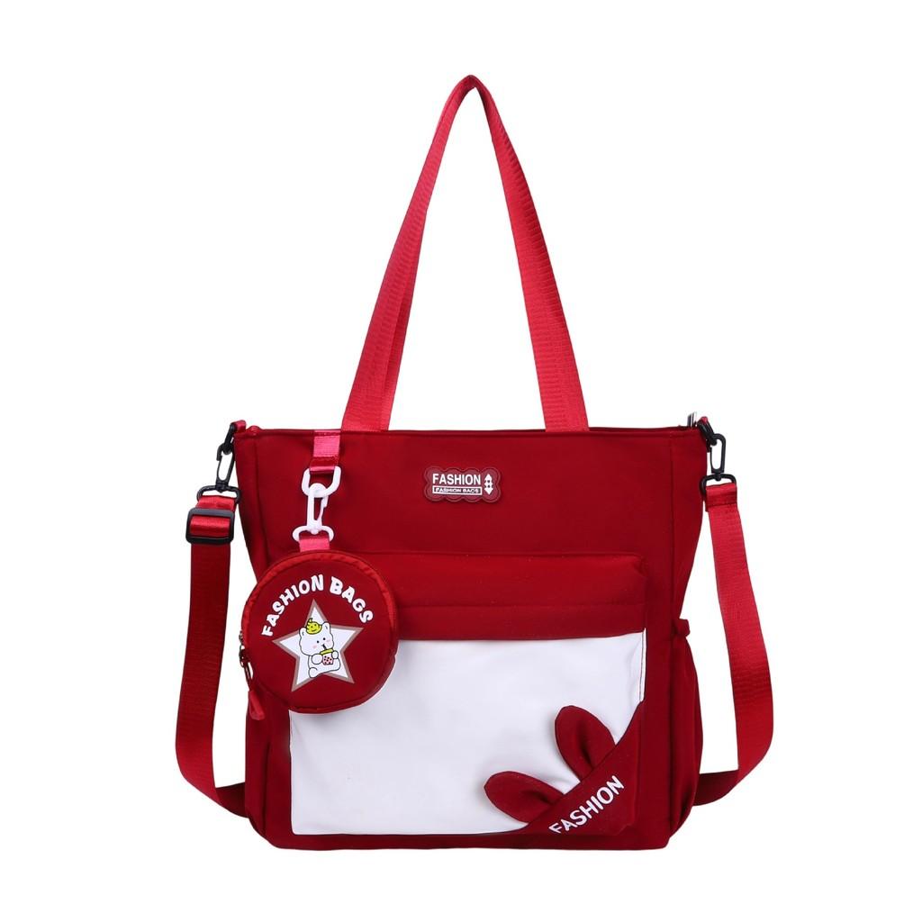 Simple Letter Rabbit Ear Design Large Capacity Shoulder Bag With Coin Purse For Daily Use