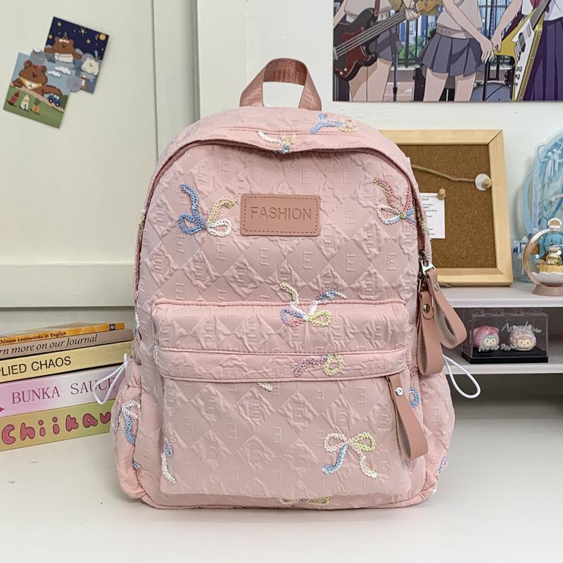 Schoolbag new Japanese ins high value fresh and sweet bow backpack junior high school students lightweight large capacity backpack
