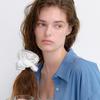 OVLA White Frill Cotton Scrunchie HS024