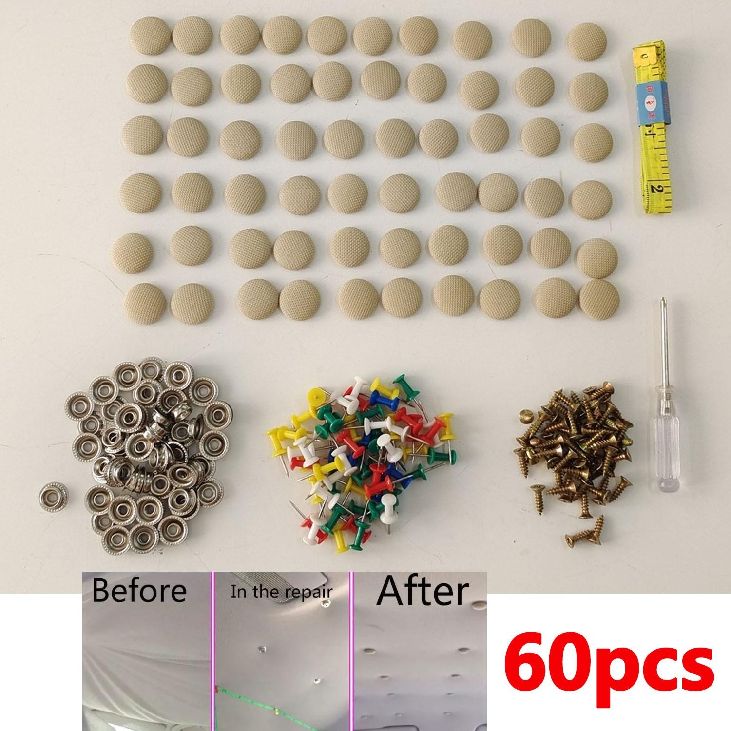 60PCS Car Headliner P Rivet Snap Roof Liner Ceiling Kit Repair Buckle Sagging