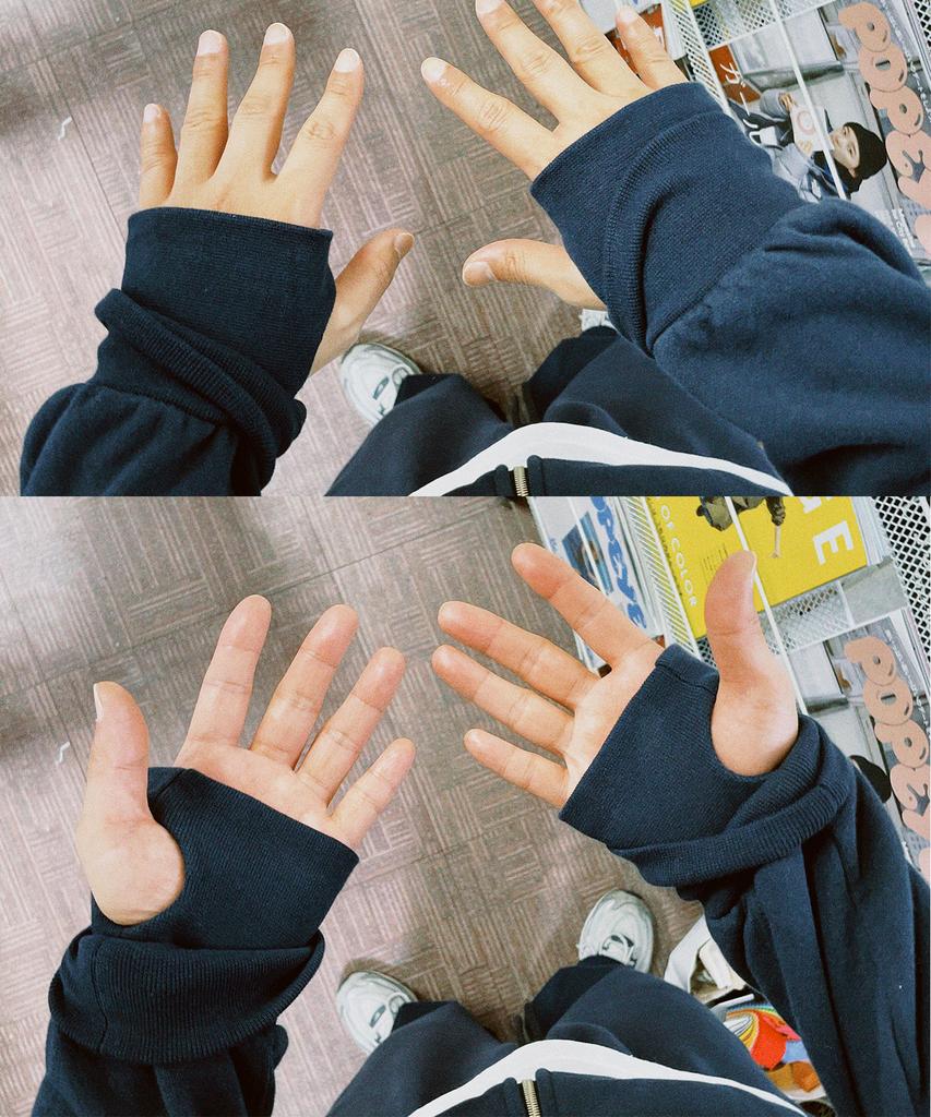 Bluff Fingerhole Crop Zip-Up Hoodie [Blue Black]