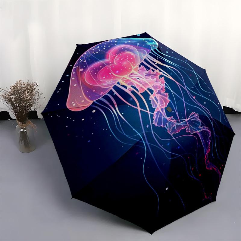 1pc Jellyfish Jelly - Automatic Opening/Closing Outdoor Umbrella with 3-Fold Design and Iron Frame for Fans, Travelers, Daily Use, and Gifts.L034