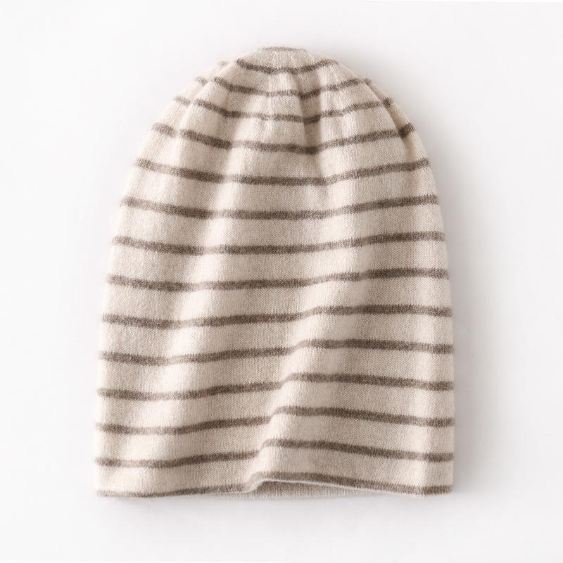 Soft Cashmere Hat Autumn and Winter New Style Unisex Casual Ear Protection Striped Color Blocked Fashionable Knitted Hat