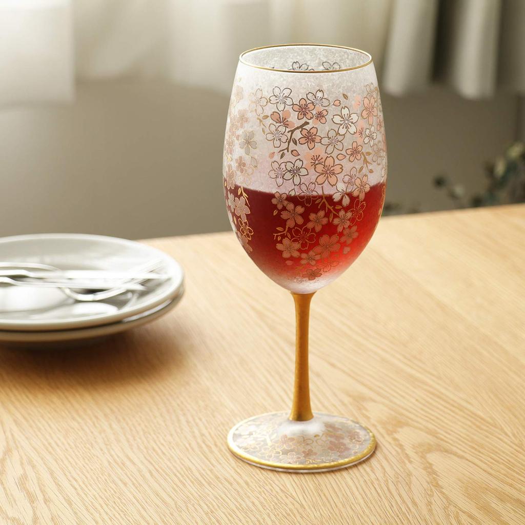 Aderia El Dorado Cherry Blossom Wine Made In Gift Red and White Wine Gift for Housewarming Retirement S6110 Glasses, 540ml, Pair, Japan, Boxed,