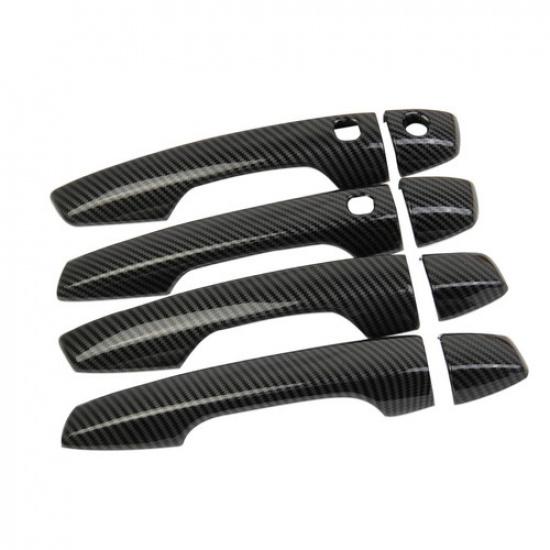 Carbon Fiber Style Side Door Handle Cover Trim 8PCS For Mitsubishi Outlander