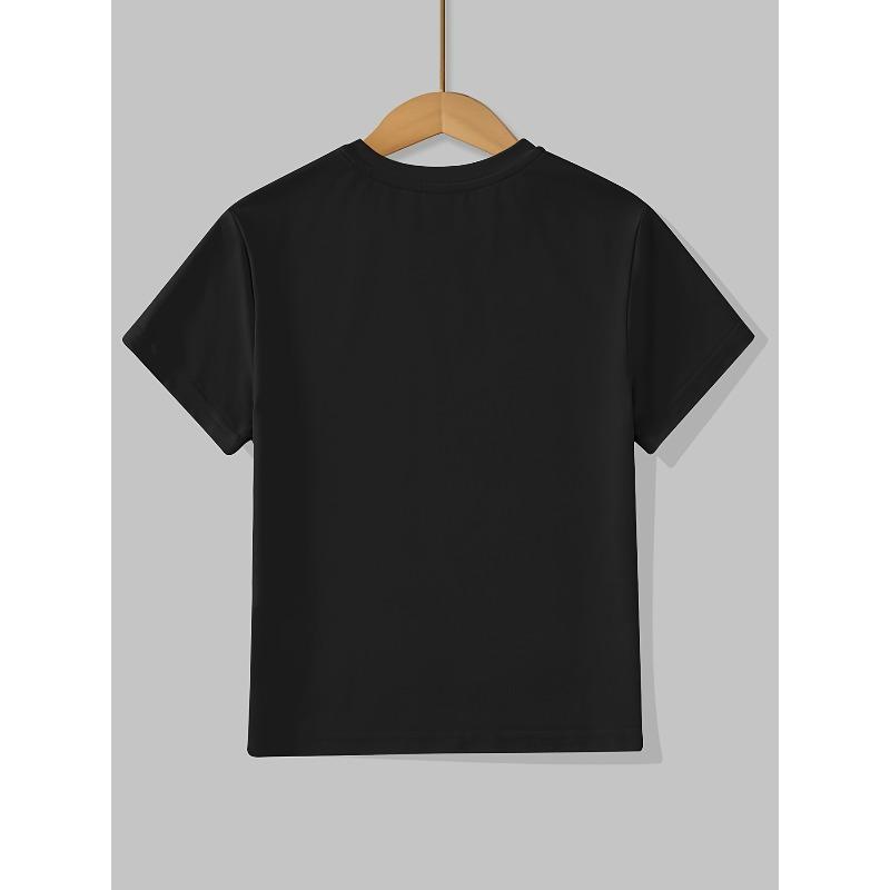Kids Summer Crew Neck Short Sleeve T-Shirt with Sketch Dinosaur Print