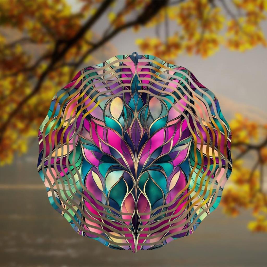 Campanello Eolico Mandala Bohemien Metallo Colorato Decorazione da Giardino Esterno Gancio Rotante Fatto a Mano per Patio Regalo di Vacanza Famiglia Amici Arte della Natura