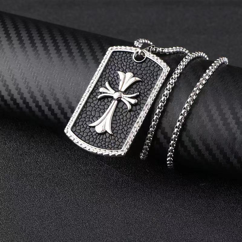 Men s Hip Hop Personalized Titanium Steel Cross Pendant Necklace