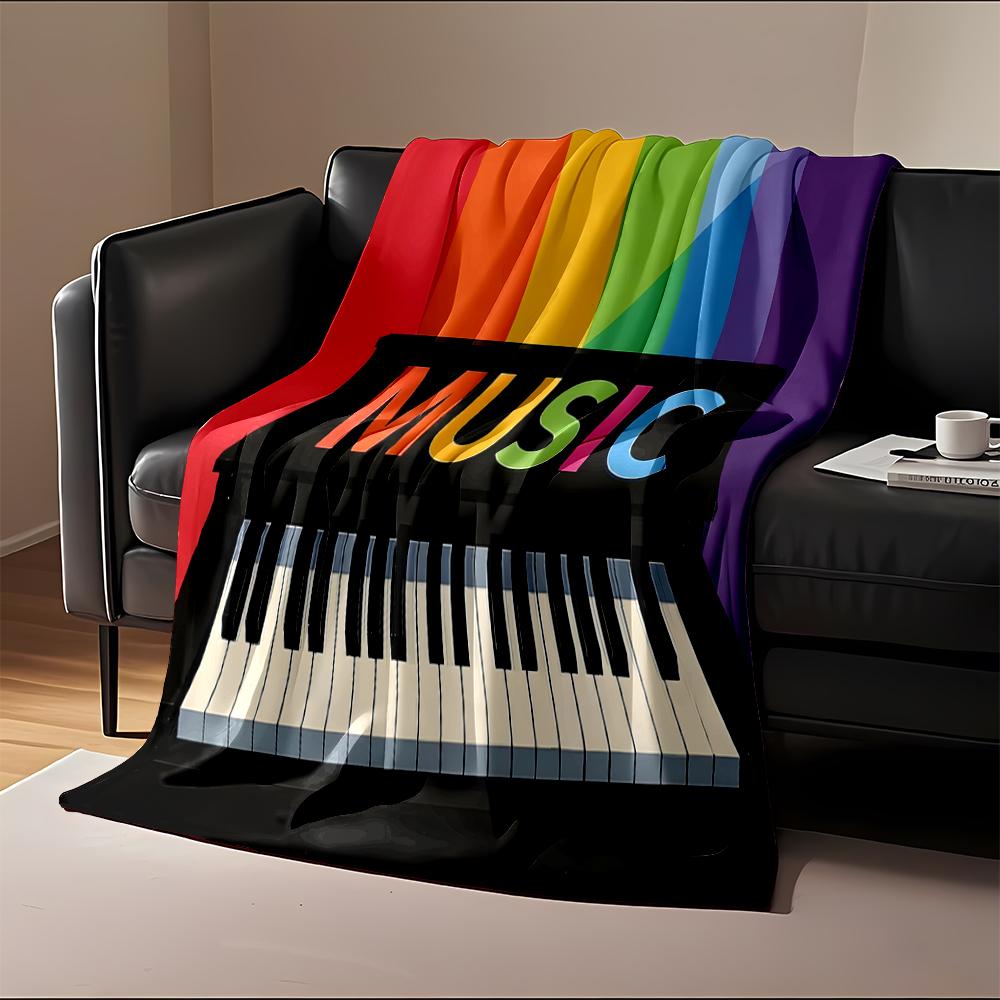 Colorful Piano & Music Design Blanket Flannel blanket for bedroom, living room, sofa, and nap sofas.