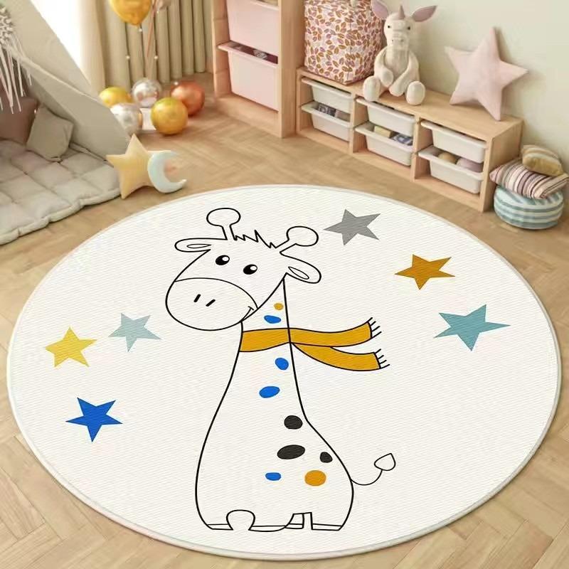 Round Circle Soft Mat Cute Cartoon Bedroom Carpet Computer Chair Floor Rugs Living Room Sofa Swivel Chair Mat Foot Pad Kids Love