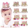 Flower Crown Baby Girls Newborn Infant Toddler Headband Gold Birthday Crown Flower Tiara Headbands Party Hair Bands Accessories