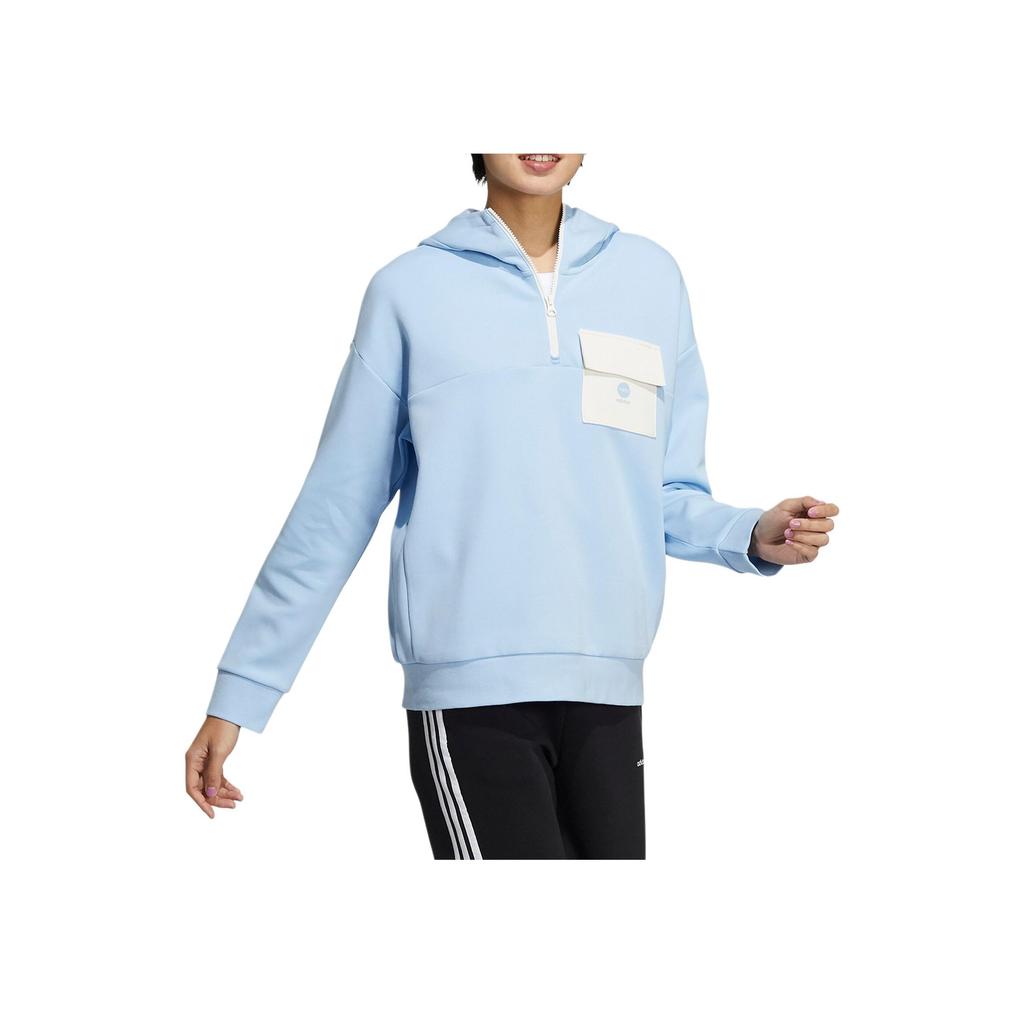 Adidas Neo Thickened Sports Hoodie Women Tops Blue HE4492
