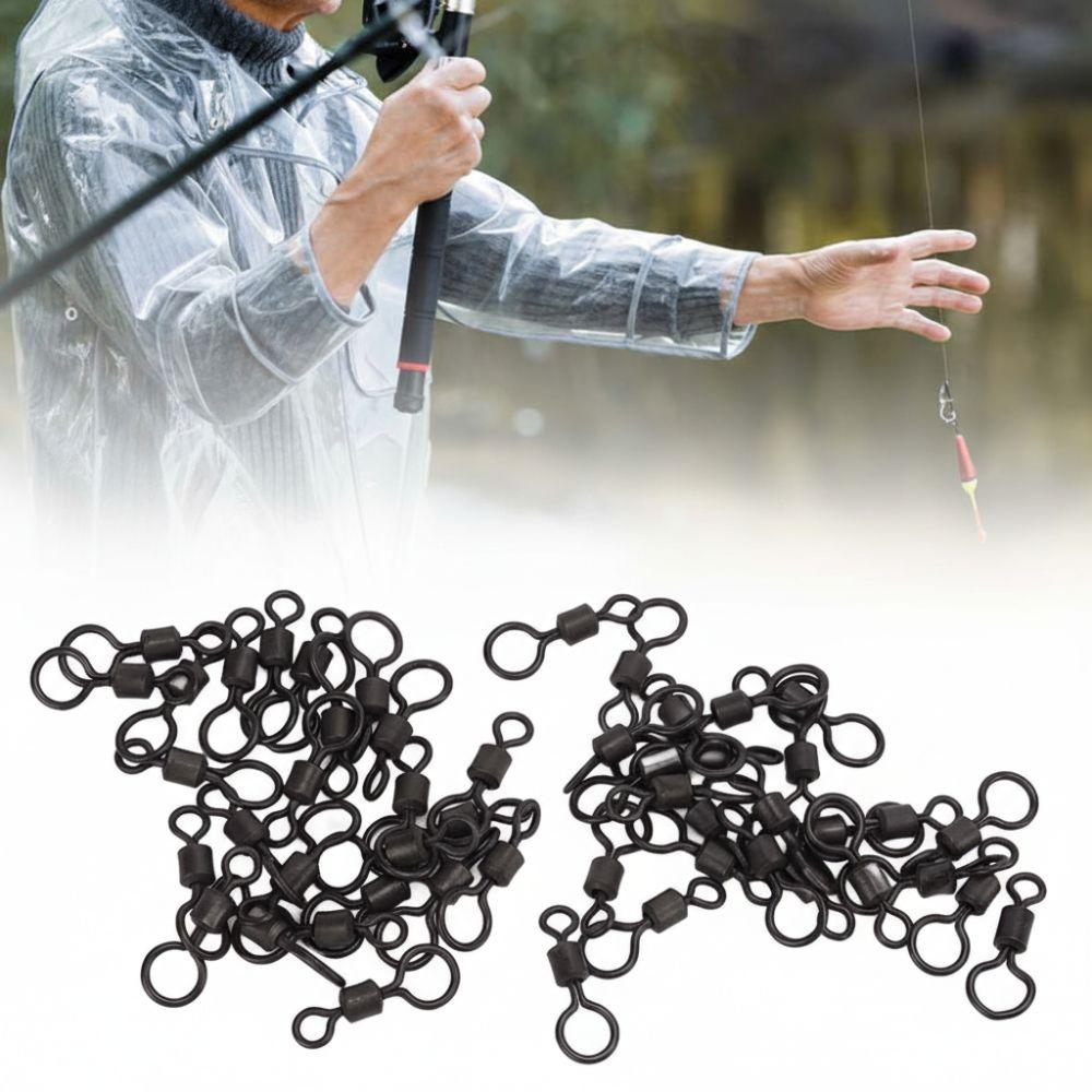 50 PCS High Tensile Strength Fishing Barrel Swivels Copper Mini Fishing Rolling Swivels 17mm Black Carp Fishing Swivels Streams