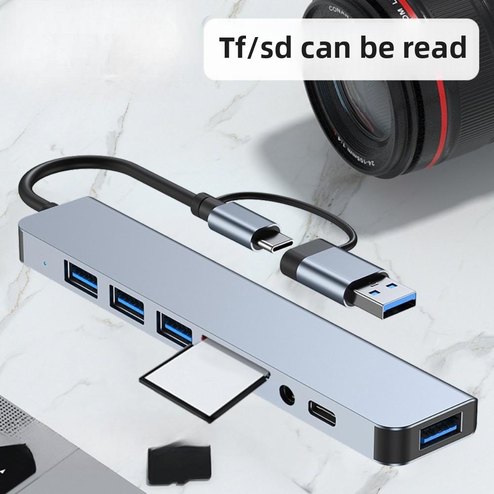 8 in 1 USB C Hub with TF SD Card Reader PD Port for Laptop Type C Dock