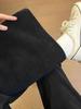 Women's Black Chenille High-Waist Corduroy Wide-Leg Pants - Autumn Winter Plus Velvet
