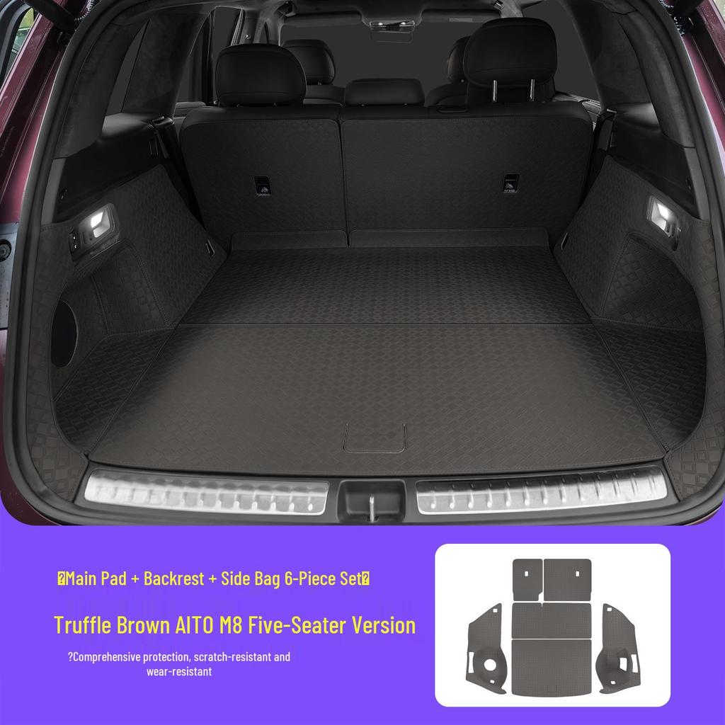 AITO M8 Trunk Mat: 3D Leather Protective Cover with Full Coverage, Tail Box Mat Decoration Accessory.