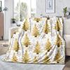 Elegant Golden Tree Design Soft Microfiber Throw Blanket – Cozy for Bed, Sofa, Camping, Picnic & Winter Warmth Decor