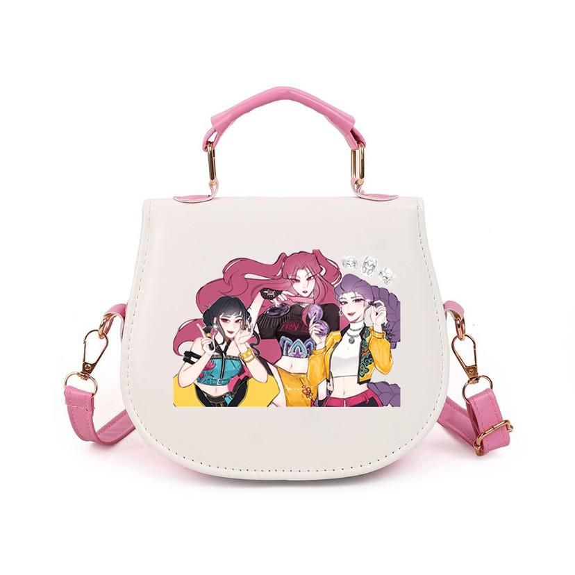 Kids Girls Kpop Rumi Zoey Mira Printed Student Lightweight Crossbody Bag Casual PU Shoulder Bags