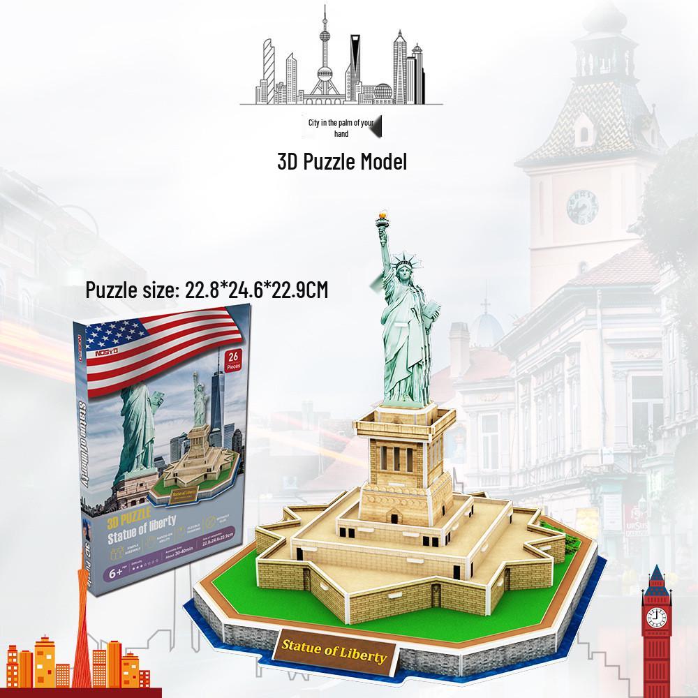 Large 3D World Architecture Puzzle - Handmade Cardboard Model for Children